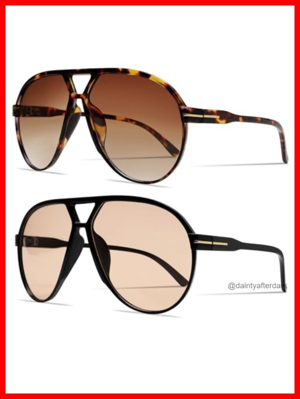 Oversized Retro Aviator Sunglasses Lightweight Full Frame UV Protection